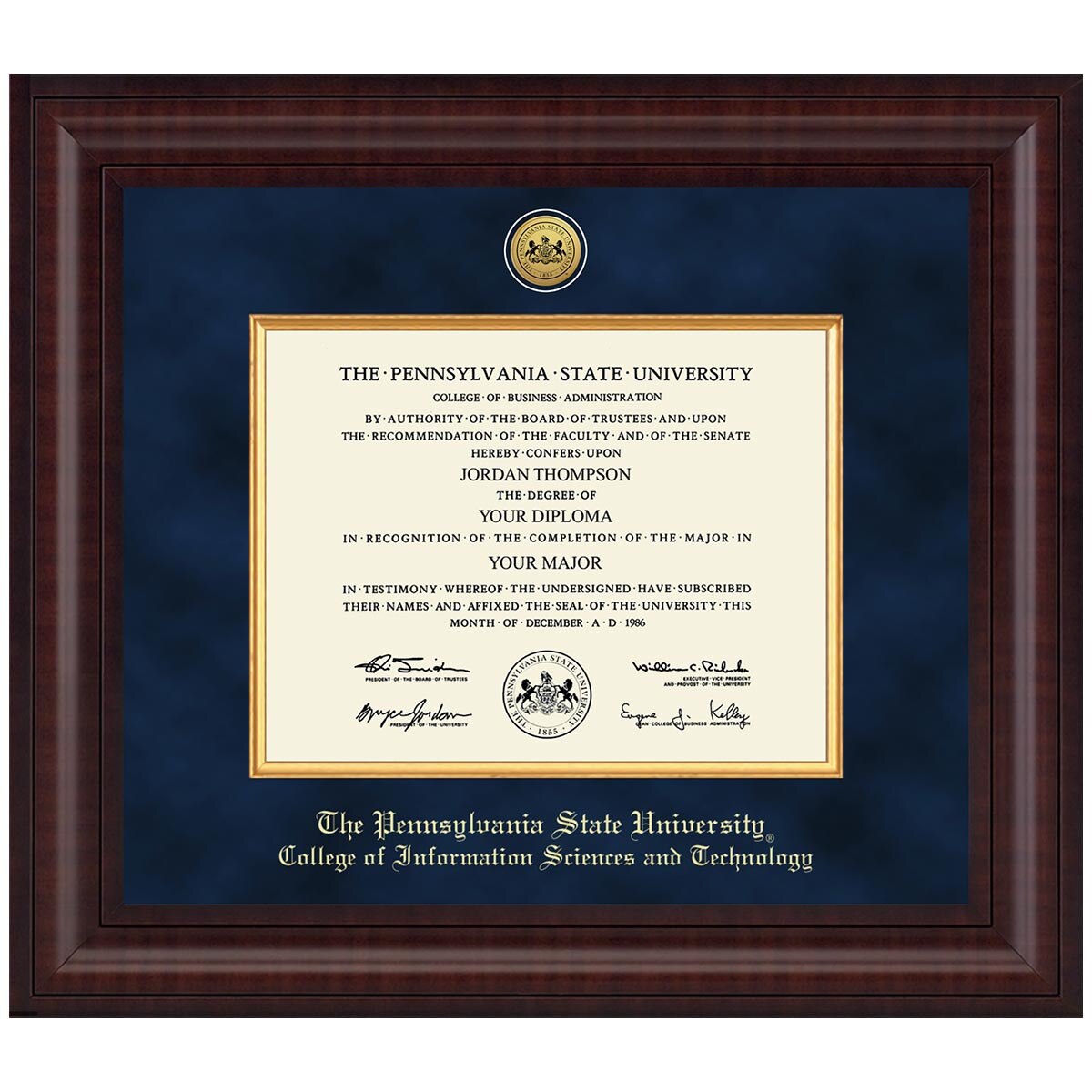 #109 College of Information Sciences and Technology diploma frame Presidential in Premier (Chestnut)